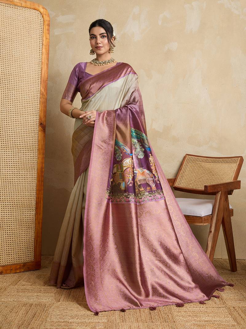 magenta soft silk blend saree with blouse