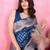 blue zari weaving motifs saree with woven pallu