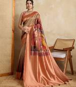 peach soft silk blend saree with blouse