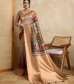brown soft silk blend saree with blouse