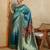 blue soft silk blend saree with blouse