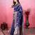 navy blue zari woven saree with blouse