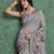 grey viscose digital print saree with rich pallu