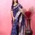 navy blue zari woven saree with blouse