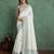 white viscose digital print saree with rich pallu