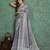grey viscose digital print saree with rich pallu