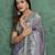 grey viscose digital print saree with rich pallu