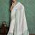 white viscose digital print saree with rich pallu