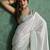 white viscose digital print saree with rich pallu