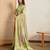 peach viscose digital print saree with rich pallu