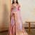 peach viscose digital print saree with rich pallu