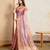peach viscose digital print saree with rich pallu
