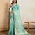 green viscose digital print saree with rich pallu