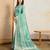 green viscose digital print saree with rich pallu