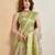 peach viscose digital print saree with rich pallu