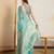 green viscose digital print saree with rich pallu
