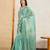 green viscose digital print saree with rich pallu