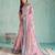 pink floral digital print silk blend saree with tassel