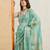 green viscose digital print saree with rich pallu