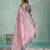 pink floral digital print silk blend saree with tassel