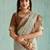 green floral digital print silk blend saree with tassel
