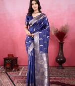 navy blue zari woven all over motifs saree