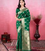 green zari woven all over motifs saree