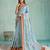 blue floral digital print silk blend saree with tassel