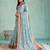 blue floral digital print silk blend saree with tassel