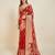 red soft organza intricate zari weaving saree