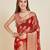 red soft organza intricate zari weaving saree