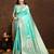 sea green banarasi silk blend saree with intricate zari weaving