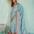 blue floral digital print silk blend saree with tassel