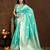 sea green banarasi silk blend saree with intricate zari weaving