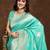 sea green banarasi silk blend saree with intricate zari weaving