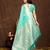 sea green banarasi silk blend saree with intricate zari weaving