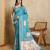 blue digital printed crackle silk blend saree