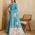 blue digital printed crackle silk blend saree