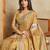 mustard digital printed crackle silk blend saree