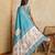 blue digital printed crackle silk blend saree