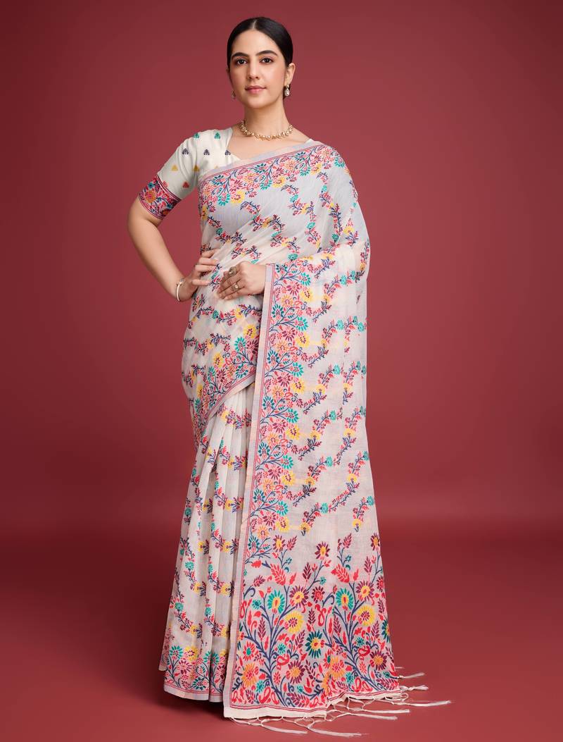 red heavy jacquard saree with weaving pallu
