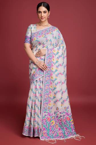 purple heavy jacquard saree with weaving pallu