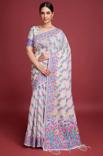 purple heavy jacquard saree with weaving pallu