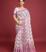 pink heavy jacquard saree with weaving pallu