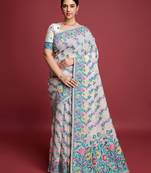 green heavy jacquard saree with weaving pallu