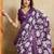 purple silk blend elephant print saree with jacquard zari border