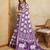 purple silk blend elephant print saree with jacquard zari border