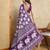 purple silk blend elephant print saree with jacquard zari border