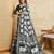 green silk blend elephant print saree with jacquard zari border