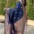 navy blue banarasi silk blend intricate self weave saree